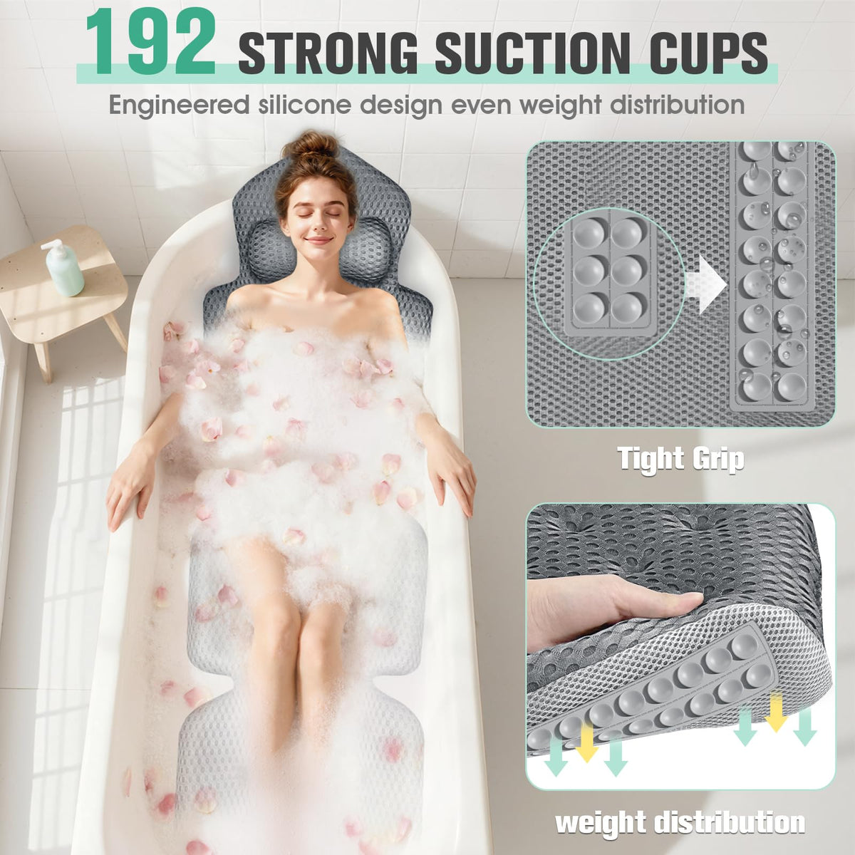 Ciavca 4D air mesh bath pillow offers breathable, quick-drying comfort.