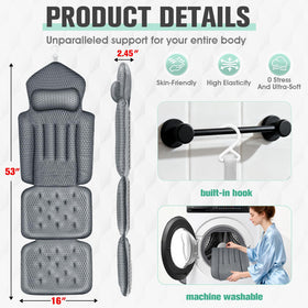 Ciavca full body bath pillow provides head and neck support during a long soak.