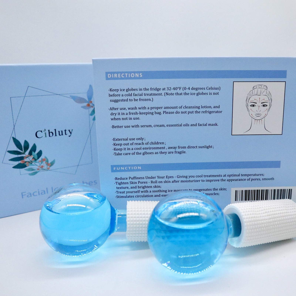 CIBLUTY Ice Globes used under-eye area for cool relief.