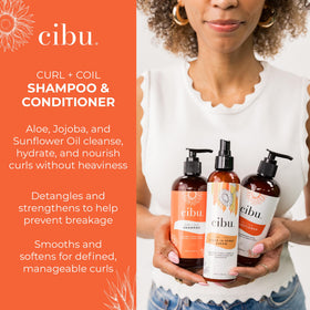 Shampoo lather shot showing rich cleansing action from CIBU Curl + Coil.