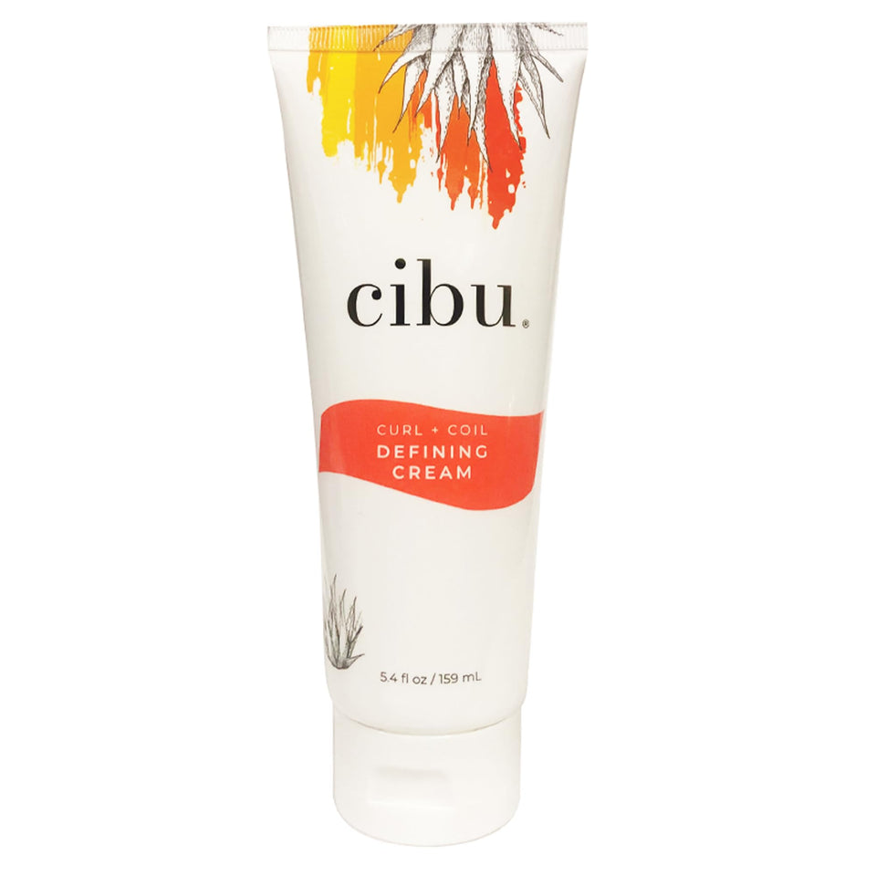 CIBU Curl + Coil Defining Cream bottle with pump for easy application.