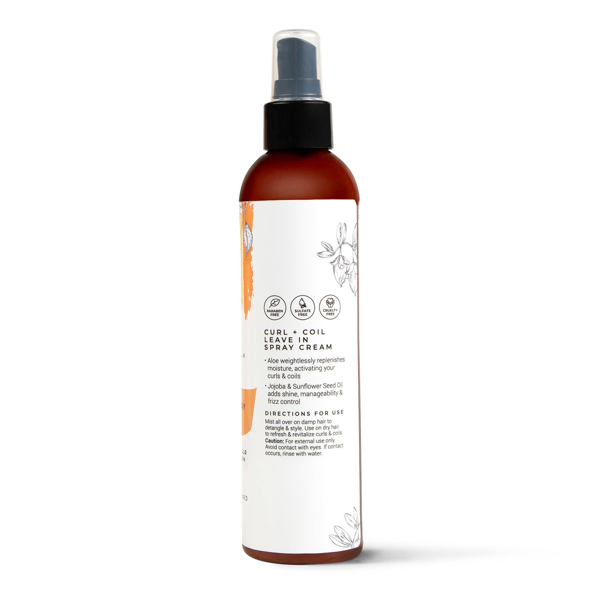 CIBU Curl + Coil frizz-control spray applied on damp hair