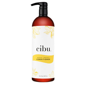 CIBU Repair + Protect bottle pour demonstrates even conditioner distribution for salon-like results