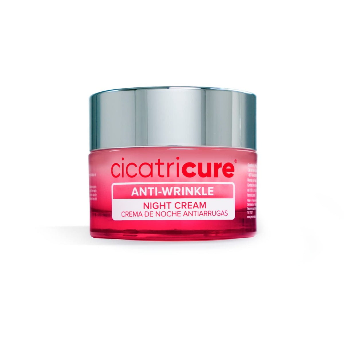 Cicatricure anti-wrinkle night cream bottle closeup highlighting peptide formula