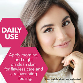 Cicatricure day-night cream duo packaging display emphasizes complete skincare routine.
