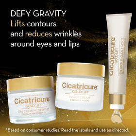 Cicatricure Gold Lift Eye and Lip Cream tube targeting fine lines around eyes and lips.