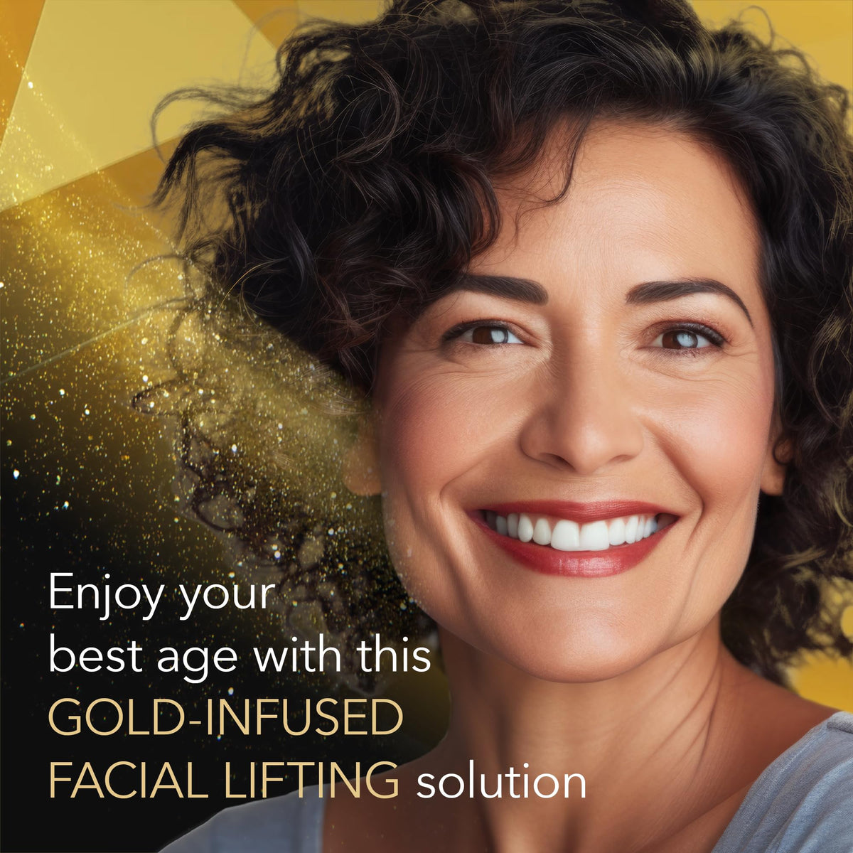 Cicatricure Gold Lift full product line backdrop emphasizes comprehensive anti-aging care.