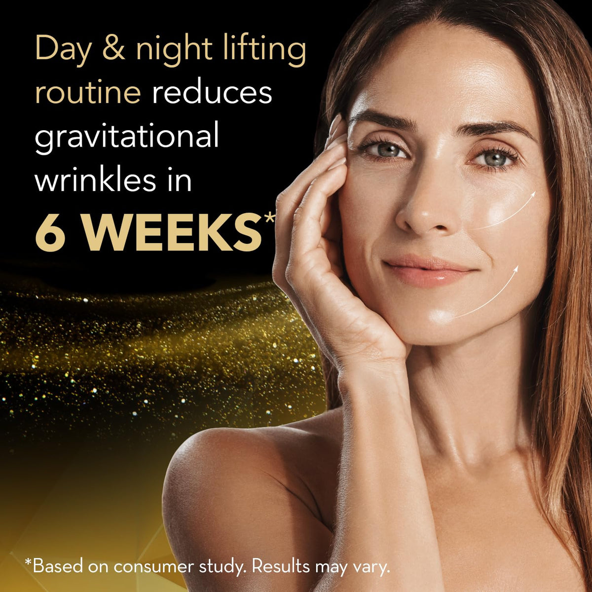 Gold-infused ingredients visible in Cicatricure Gold Lift formula close-up.