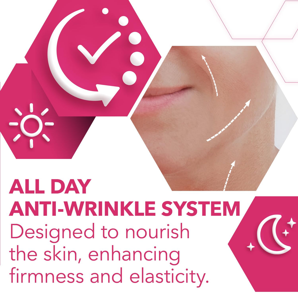 Cicatricure night cream jar close-up illustrates overnight hydration and wrinkle care.