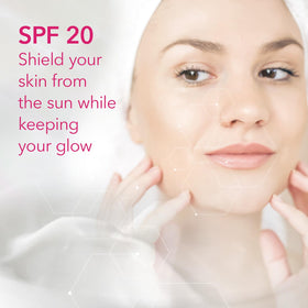 Cicatricure radiance glow on cheek after regular use.