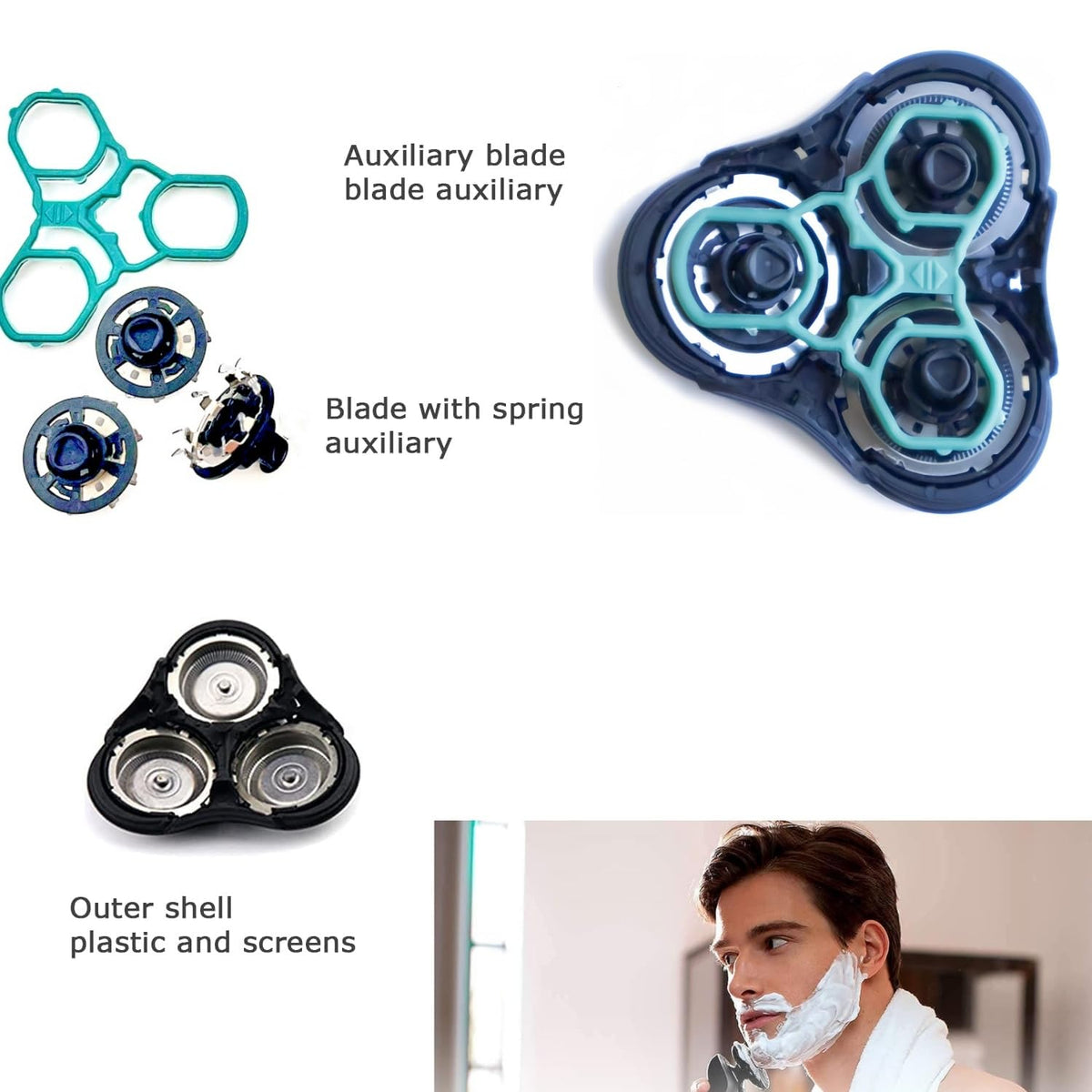 CIELONI replacement shaver head with wet/dry design for versatile use