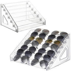 CIEOVO 2-pack 7-tier sunglasses organizer front view for quick eyewear access