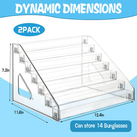 CIEOVO 2-pack 7-tier sunglasses organizer side view showing slim profile