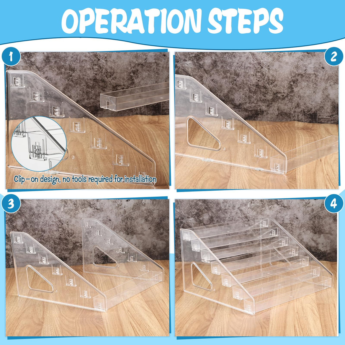 CIEOVO clear acrylic 7-tier display emphasizing organized sunglasses