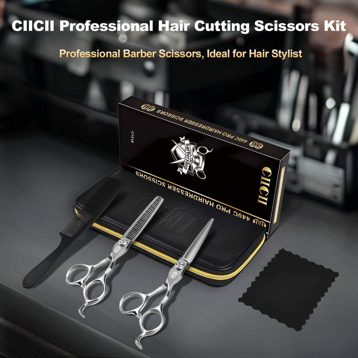 CIICII 6.7-inch scissors and thinning pair for home and salon use.