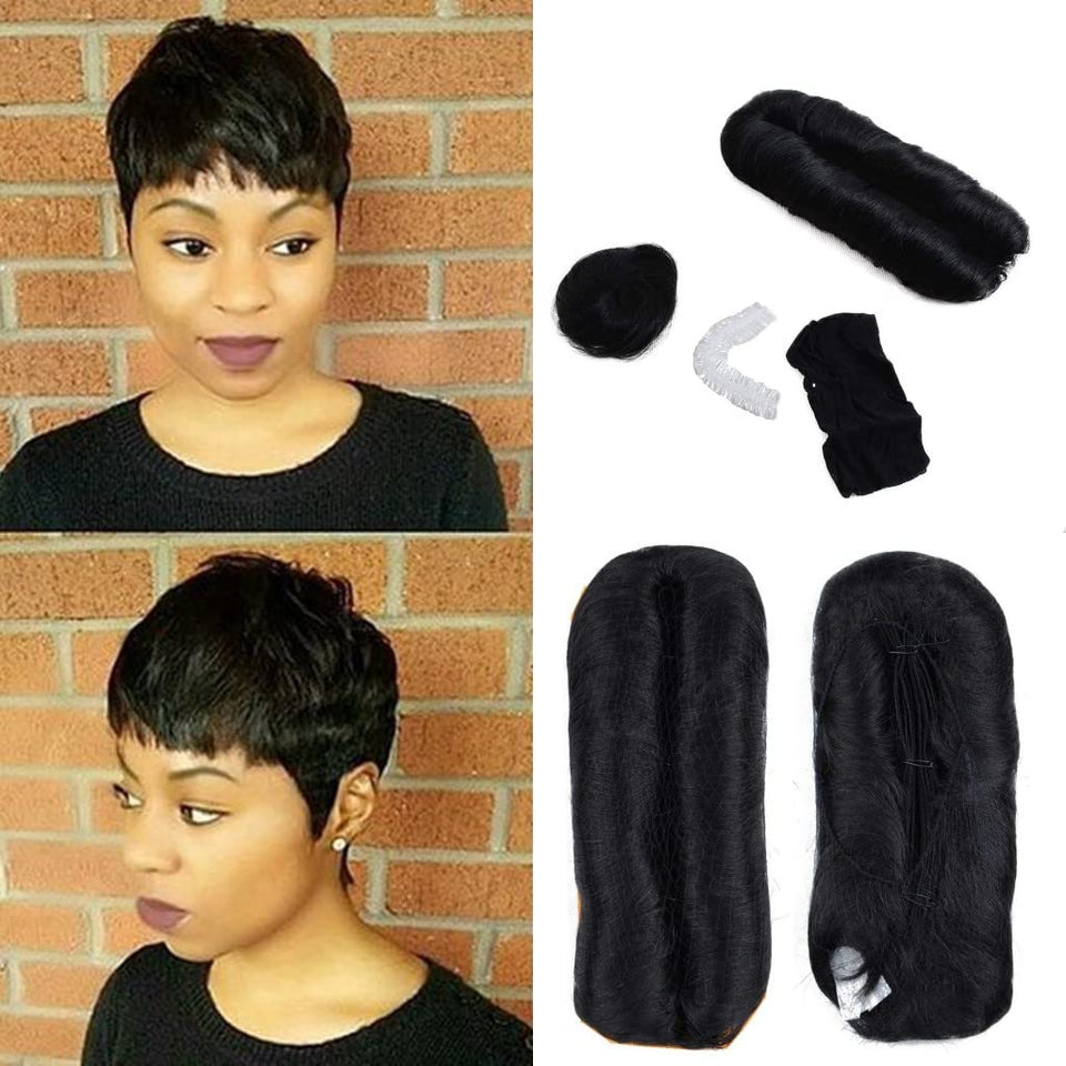 Cilava black human hair 27-piece quick weave bump hair with free closure for versatility.