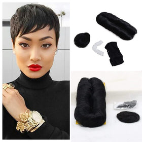 Cilava 27-piece short hair extensions in straight and wavy textures for styling options.