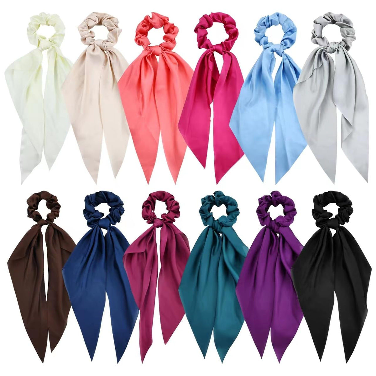 Cinaci satin hair ties with bow tail for elegant everyday ponytails