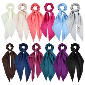 Cinaci satin hair ties with bow tail for elegant everyday ponytails