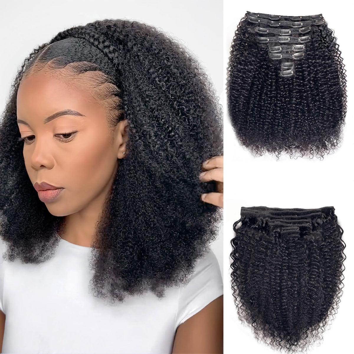 CindiRiver curly clip-in extensions closeup showing texture and natural shine for daily wear