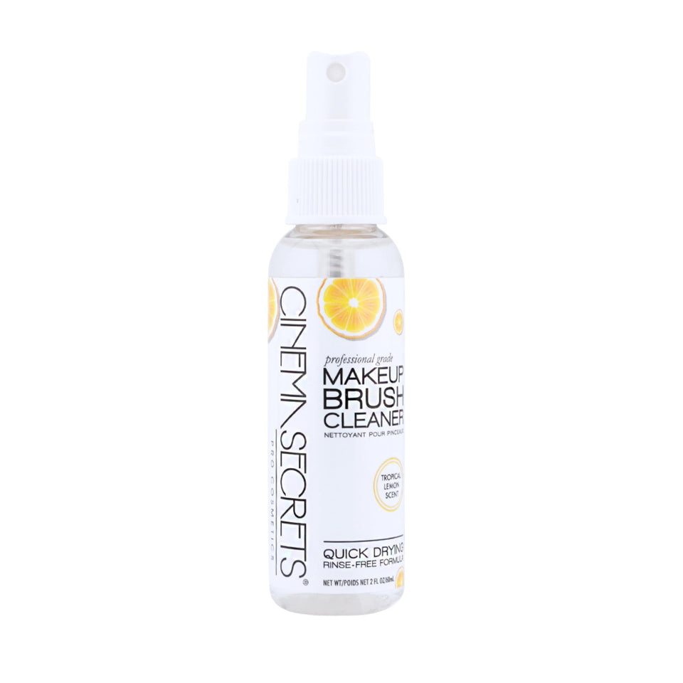 Cinema Secrets brush cleaner spray bottle front view with lemon scent