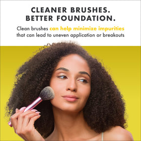 Cinema Secrets cruelty-free logo highlights ethical, water-saving brush cleaning.