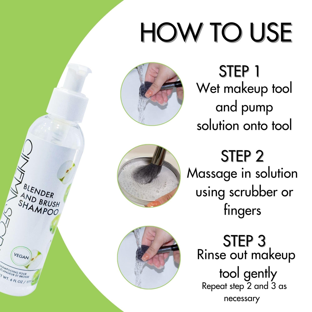 Cinema Secrets deep cleansing action image shows removing pigment build-up from brushes.