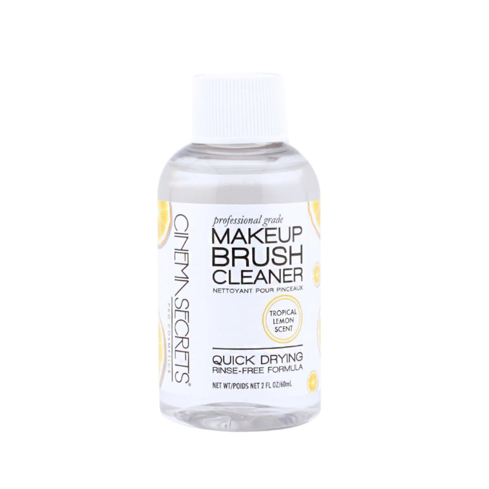 Cinema Secrets lemon bottle closeup provides quick clean with refreshing scent.