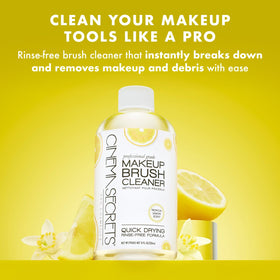 Cinema Secrets Original brush dip demonstrates deep cleaning for waterproof makeup buildup.