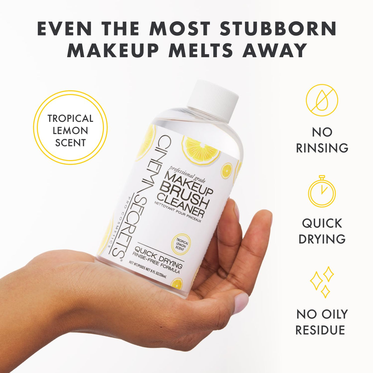 Cinema Secrets spray application shows convenient quick-drying action on brushes.