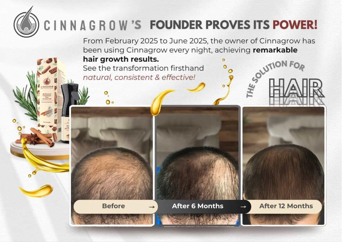 Cinnagrow daily-use routine shot highlighting lightweight oil.