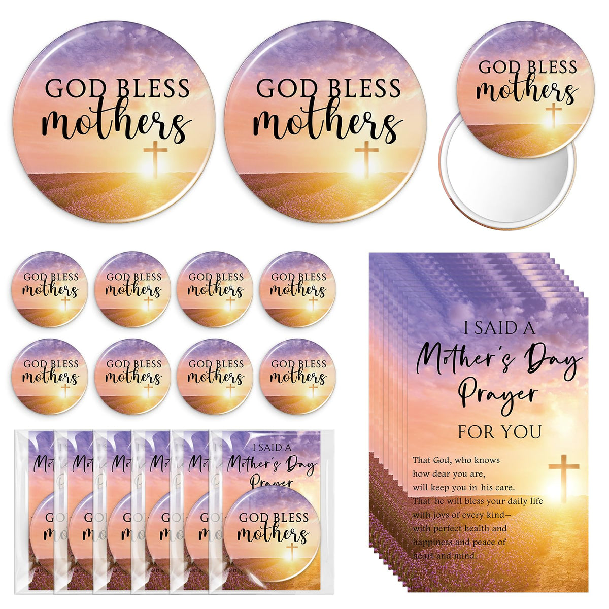 Cinnvoice God Bless Mothers mirror with lavender and cross for daily encouragement.
