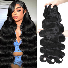 Ciracevi raw Indian body wave bundles in natural black with silky, blend-friendly texture.