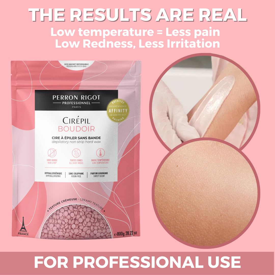 Cirepil Boudoir stripless wax delivers clean removal without needing strips.