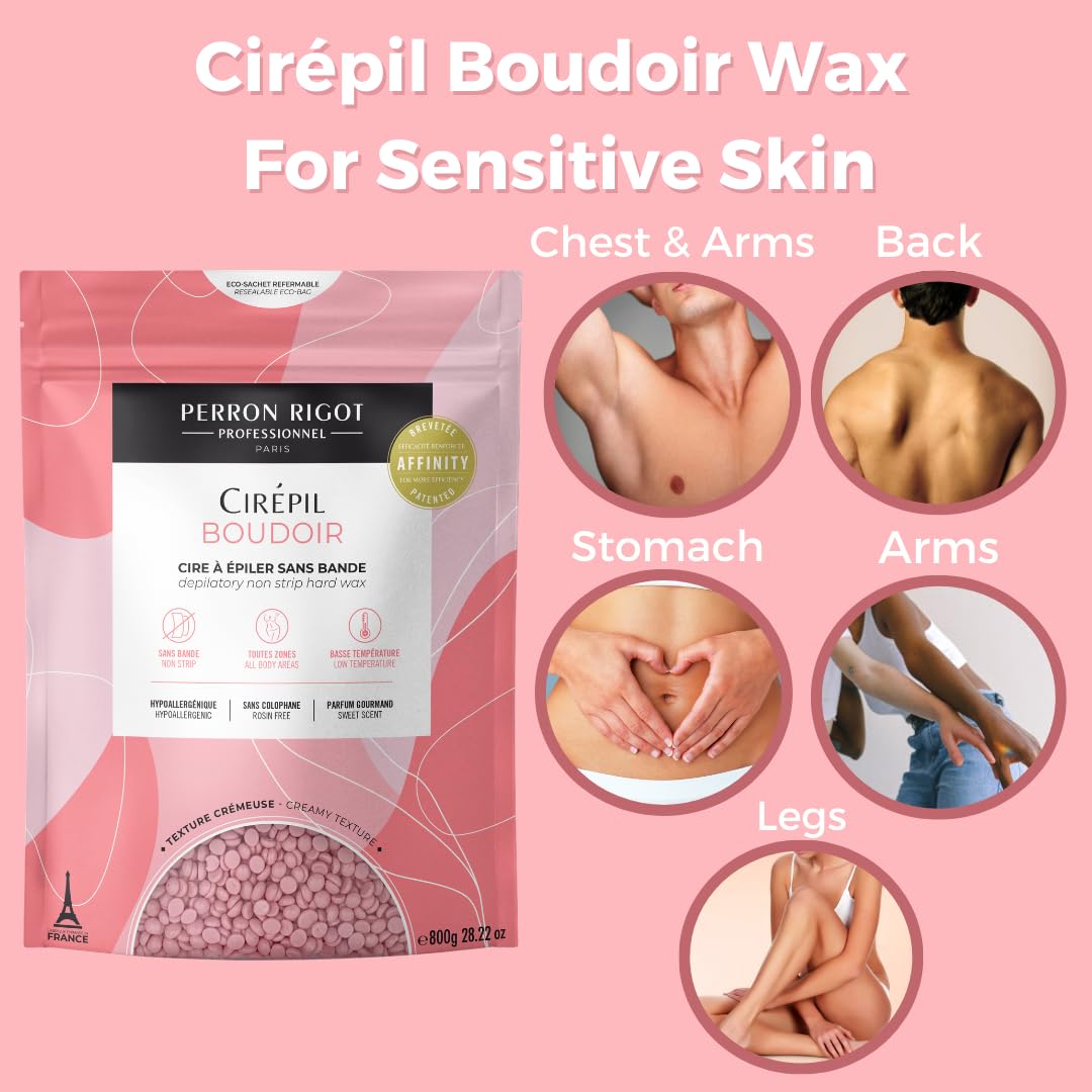 Cirepil Boudoir wax warms quickly in a professional warmer for efficient sessions.