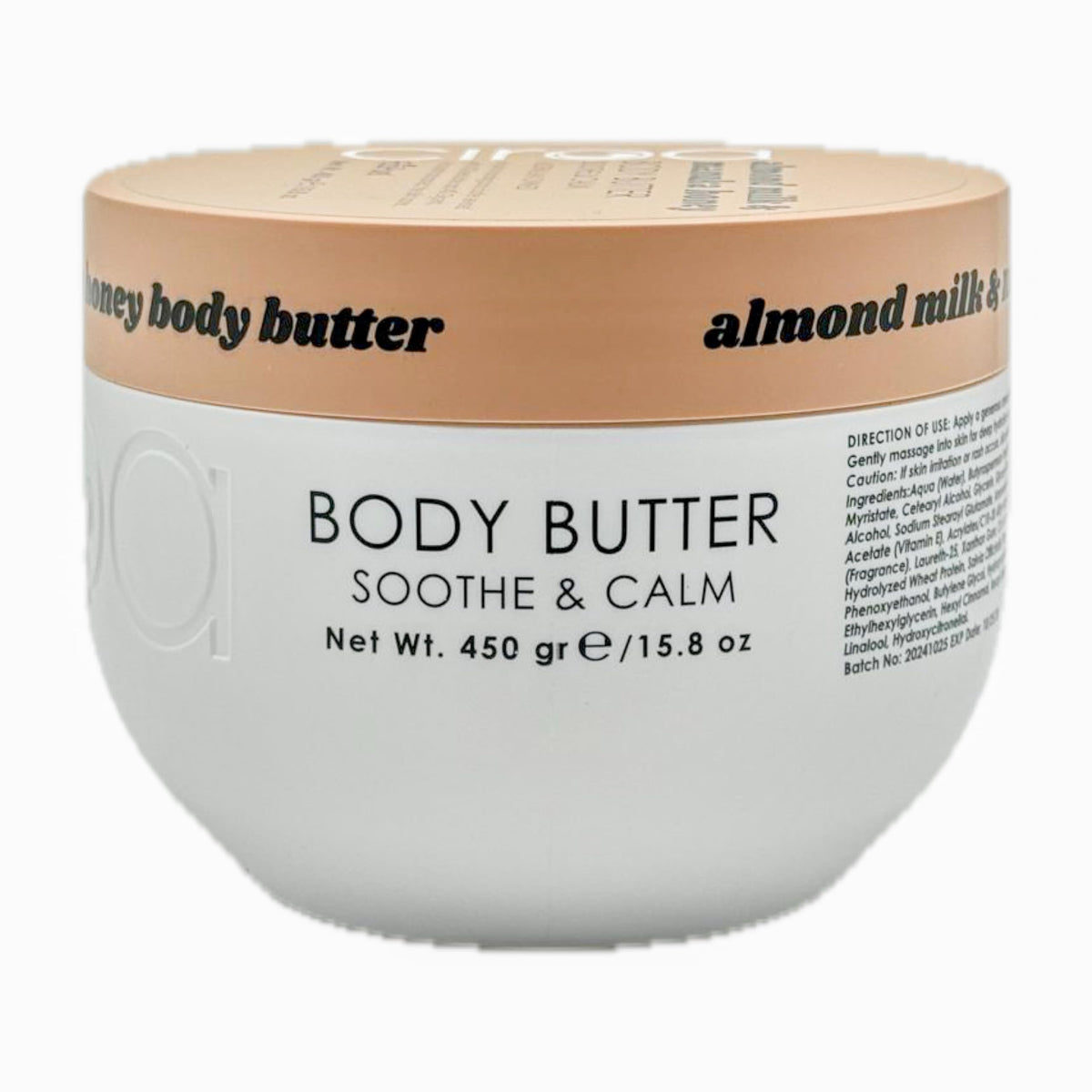 Ciroa brand label showcases almond milk and Manuka honey ingredients
