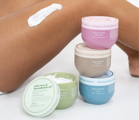 Ciroa body butter texture close-up shows creamy smoothing for comfortable application