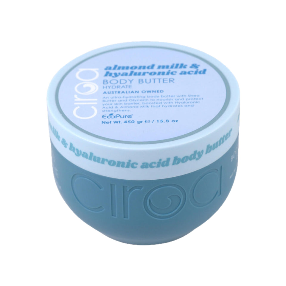 Ciroa ultra-hydrating body butter with shea and glycerin for nourished skin.