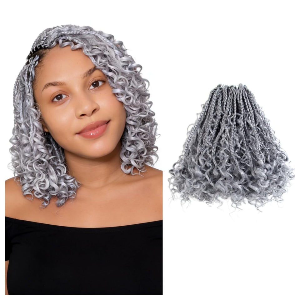 CISINPO Goddess Box Braids 8-inch grey full look enhances natural volume.