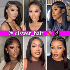 CISWER soft-crimped bob wig for low-maintenance styling