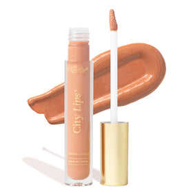 City Beauty City Lips Nude gloss tube showing hydrating lip plumper for fuller lips.