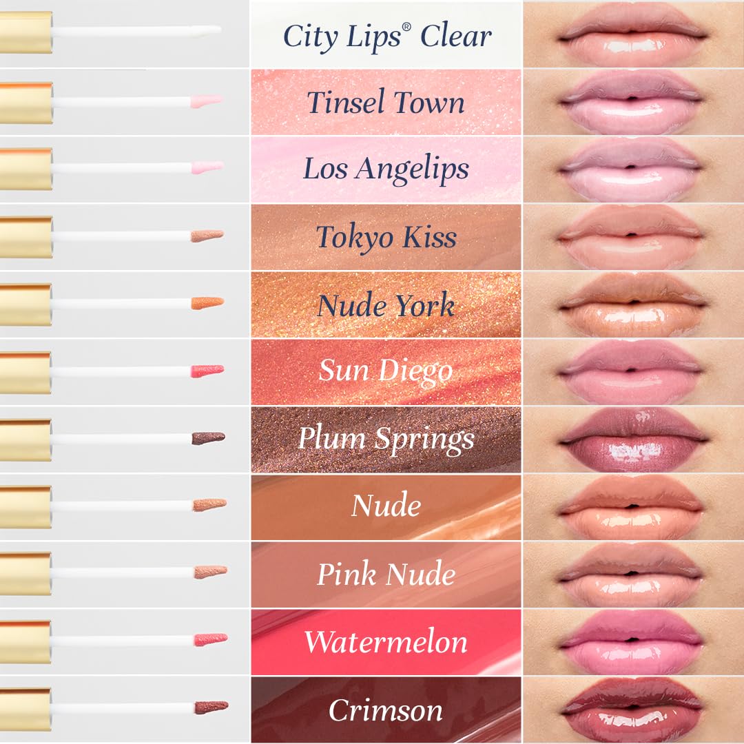 City Beauty City Lips Nude tube and swatch together convey gloss and fullness potential.