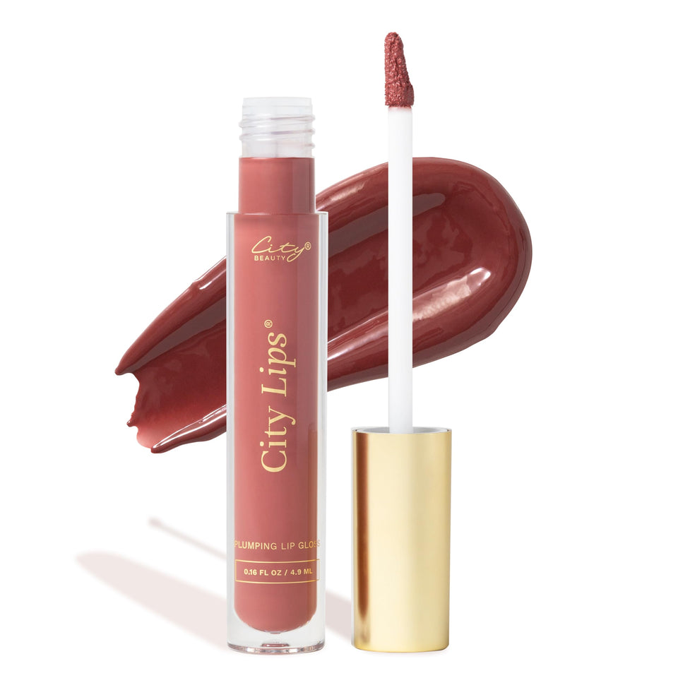 City Beauty City Lips Crimson gloss applied for instant plump and hydration