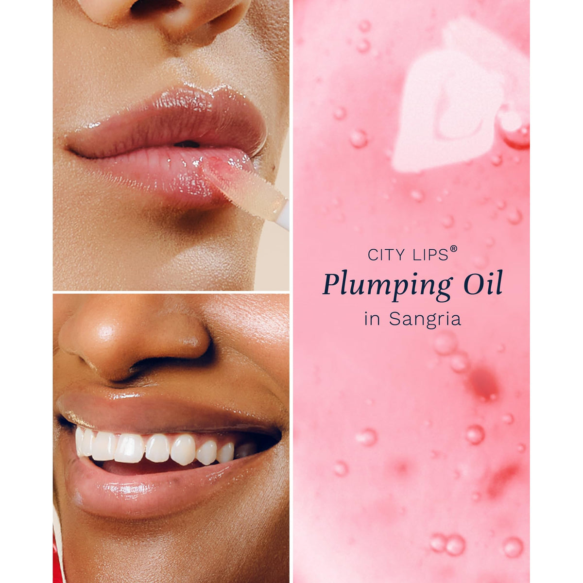 Close-up of City Beauty City Lips Plumping Oil texture ready for nightly lip care.