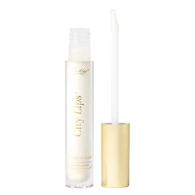 City Beauty City Lips Silver Skyline gloss close-up showing high-shine finish and plump look.