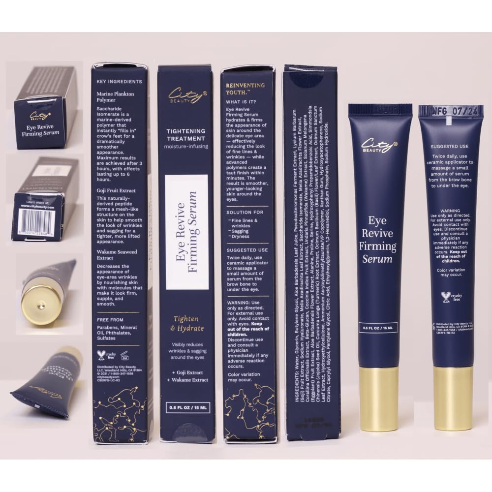 City Beauty Eye Revive Serum packaging on a vanity, gift-ready