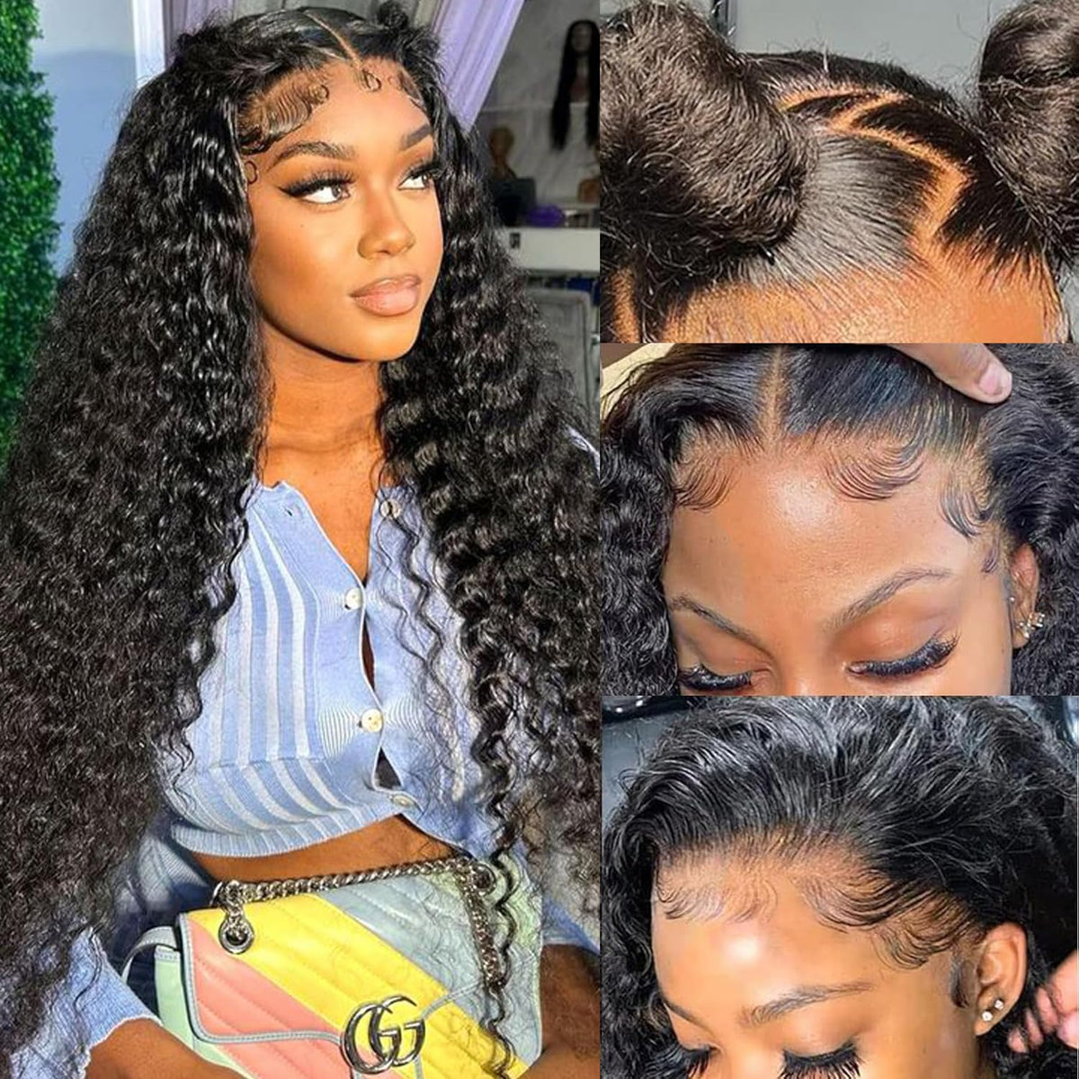 CITY GIRL deep wave lace front wig 26 inch with transparent HD lace for natural parting