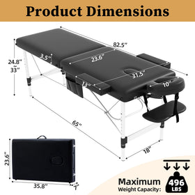 Civama aluminum-frame table highlights durability and stability during treatments.