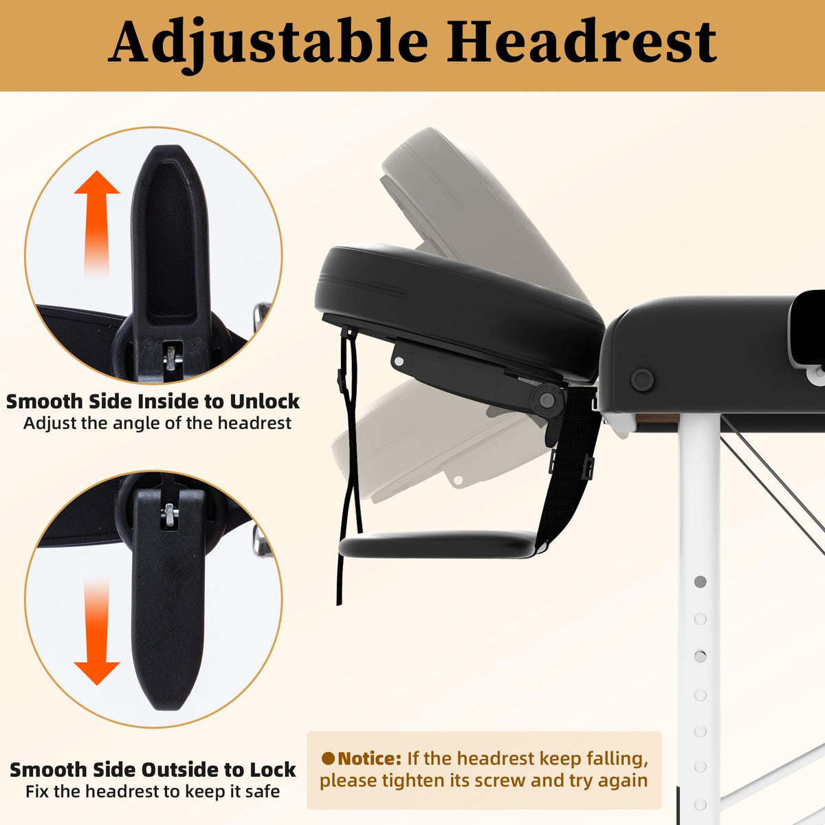 Civama adjustable face cradle with soft cushion supports client comfort.