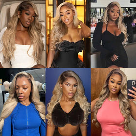 CIYOO 13x6 Ombre Ash Blonde wig cap construction for comfortable wear.